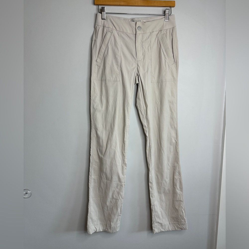 Athleta Trekkie Hike Pant Size 2 Straight Leg Cream Utility Pants - Picture 2 of 8